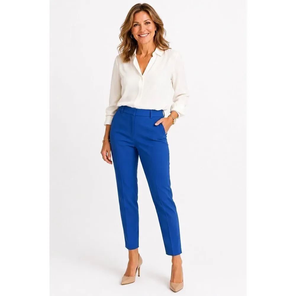Vince Camuto Women's Work Pants Career Trousers Taper Leg Stretch Blue Size 0